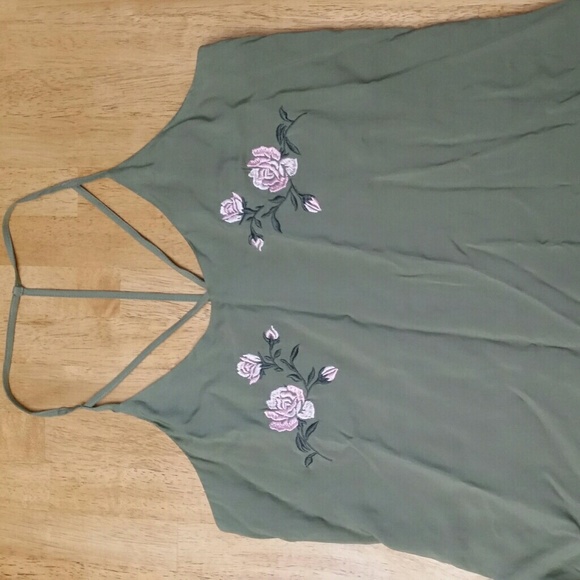 Old Navy Tops - Olive green embroidered halter tank